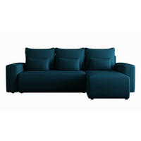 ECKSOFA Travis mit Bettkasten und Schlaffunktion, L-Form, Cord, Universal - Blau, Holzwerkstoff (248/148cm) - 4ALL HOME