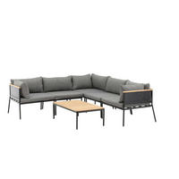 LOUNGE-SET schwarz - Schwarz, Holzwerkstoff - ebuy24