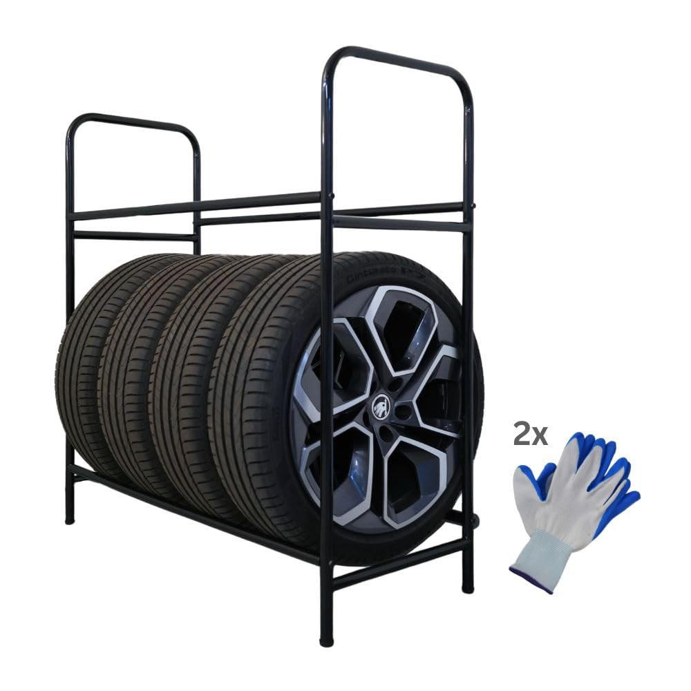 REIFENREGAL Carrero 106x106x46 cm bis zu 8 Reifen auf 2 Ebenen Schwarz - Schwarz, Metall (106/106/46cm) - PROREGAL
