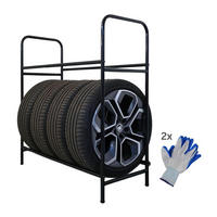 REIFENREGAL Carrero 106x106x46 cm bis zu 8 Reifen auf 2 Ebenen Schwarz - Schwarz, Metall (106/106/46cm) - PROREGAL