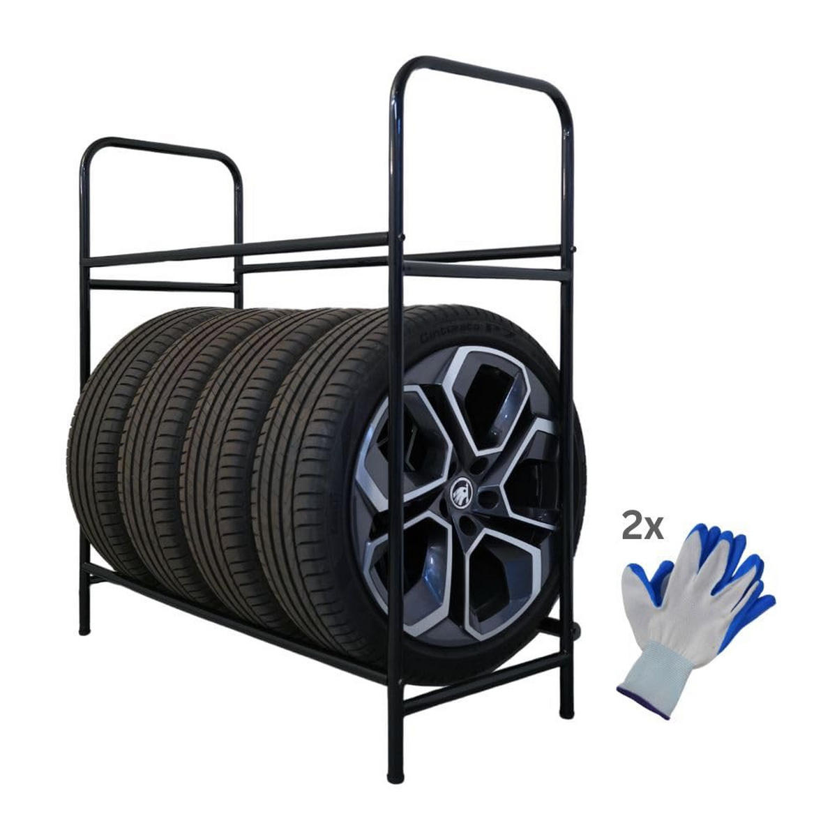 REIFENREGAL Carrero 106x106x46 cm bis zu 8 Reifen auf 2 Ebenen Schwarz - Schwarz, Metall (106/106/46cm) - PROREGAL