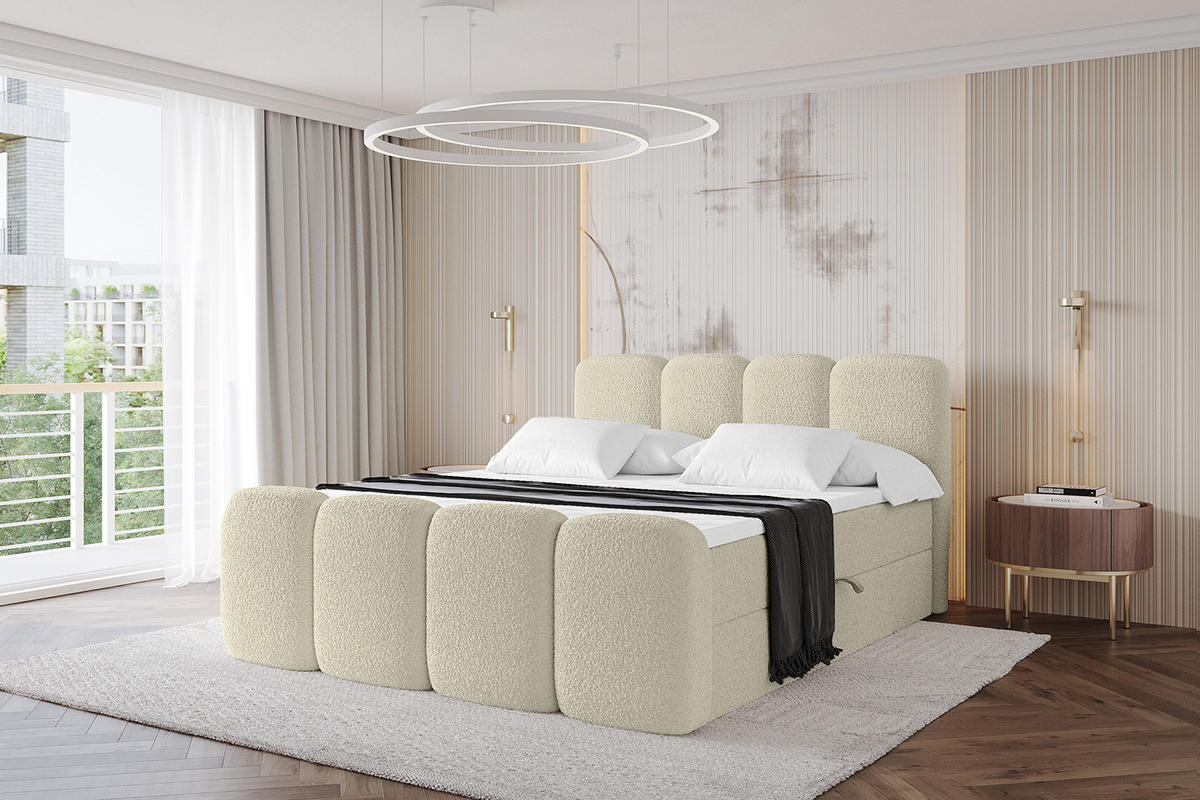 BOXBETT mit Matratze H4 und Lattenrost - NINA-Z - 140x200 cm Quelle - Beige - Sandfarben, Holzwerkstoff (140/200cm)