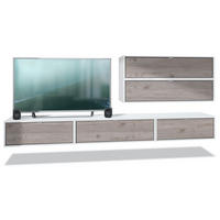 WOHNWAND Lana Fronten in Eiche Nordic - Silbereichenfarben, Holzwerkstoff (260/150/37cm) - Vladon