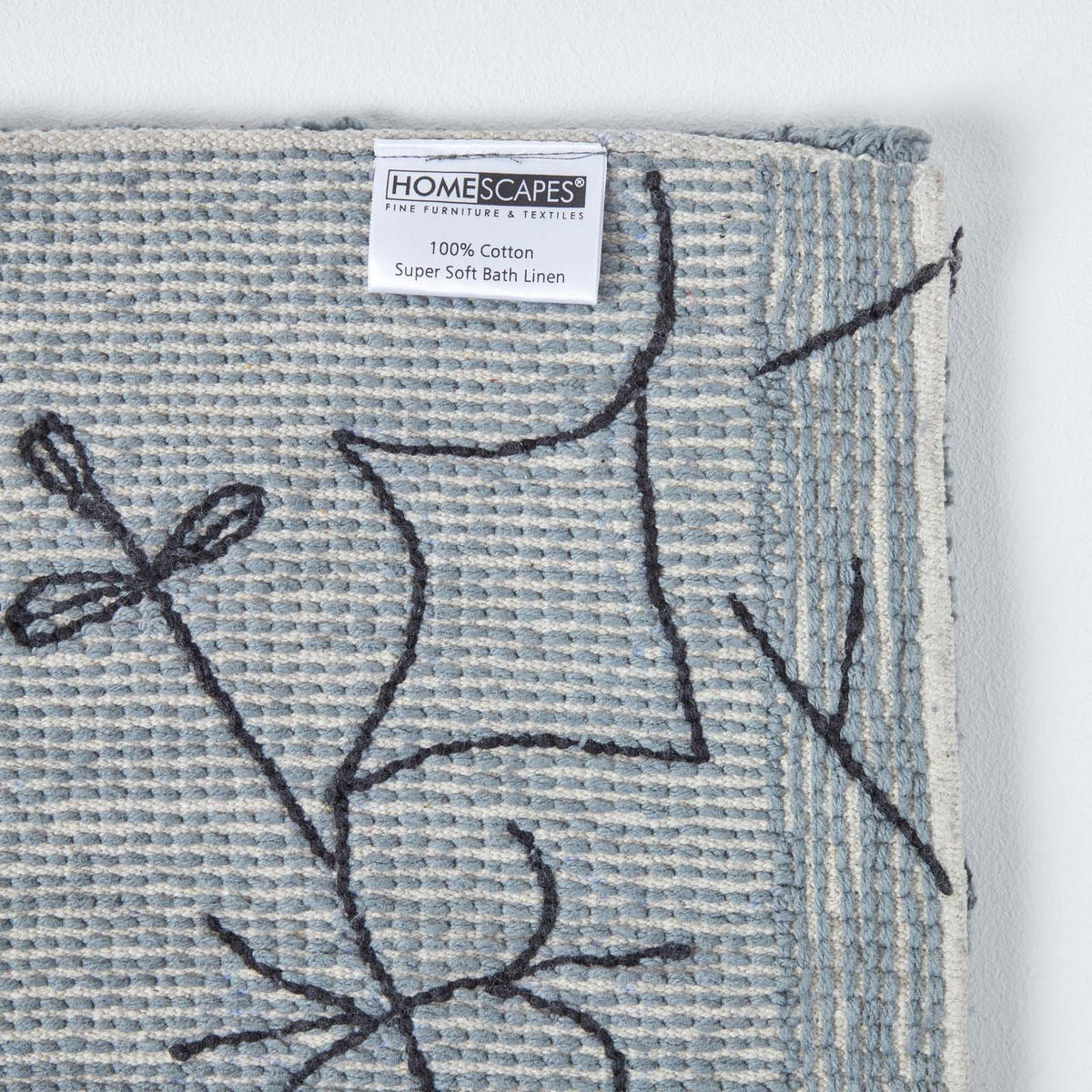 BADEMATTE 50/80 cm Damast-Muster, Baumwolle - Grau, Textil (50/80cm) - Homescapes