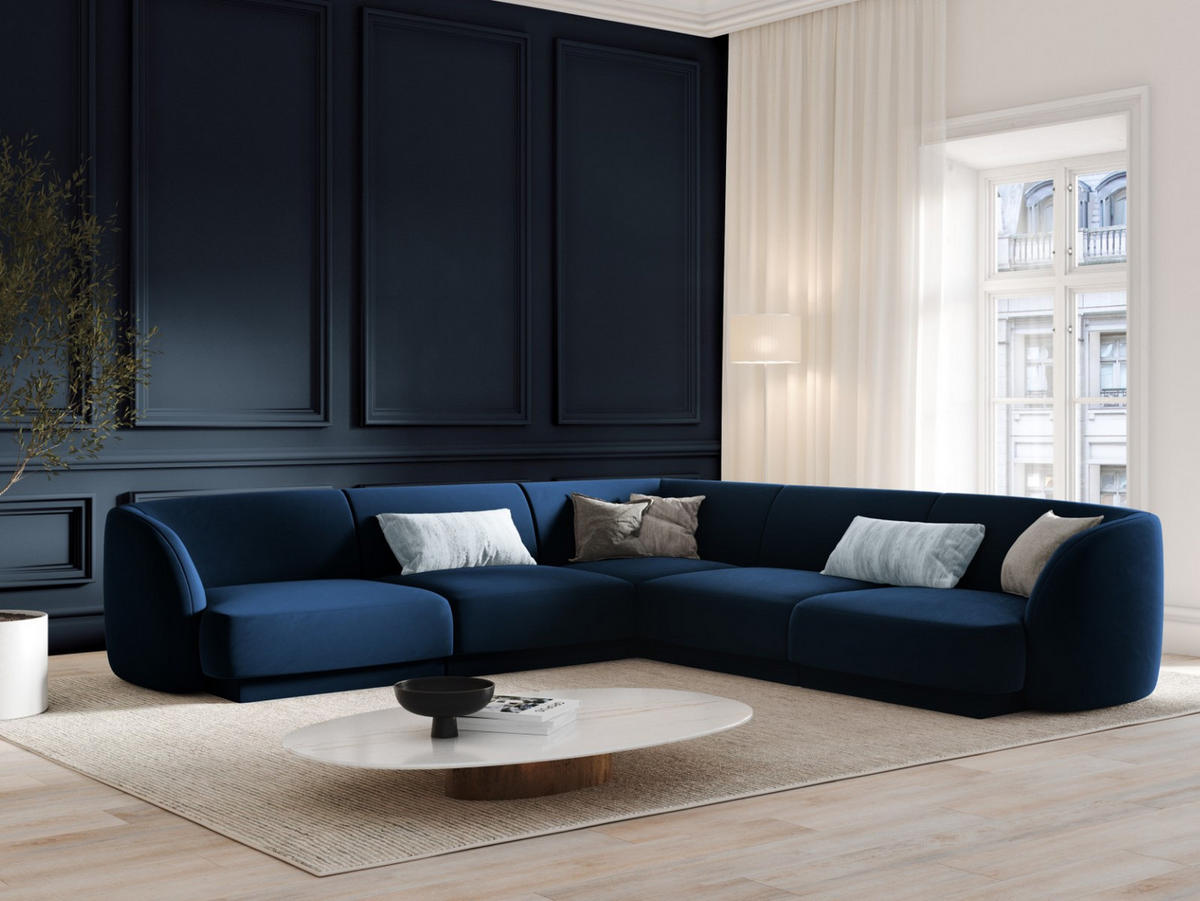 WENDBARES-ECKSOFA Miley aus Samt königsblau 5 Sitzplätze - Blau, Textil (255/255cm) - Micadoni
