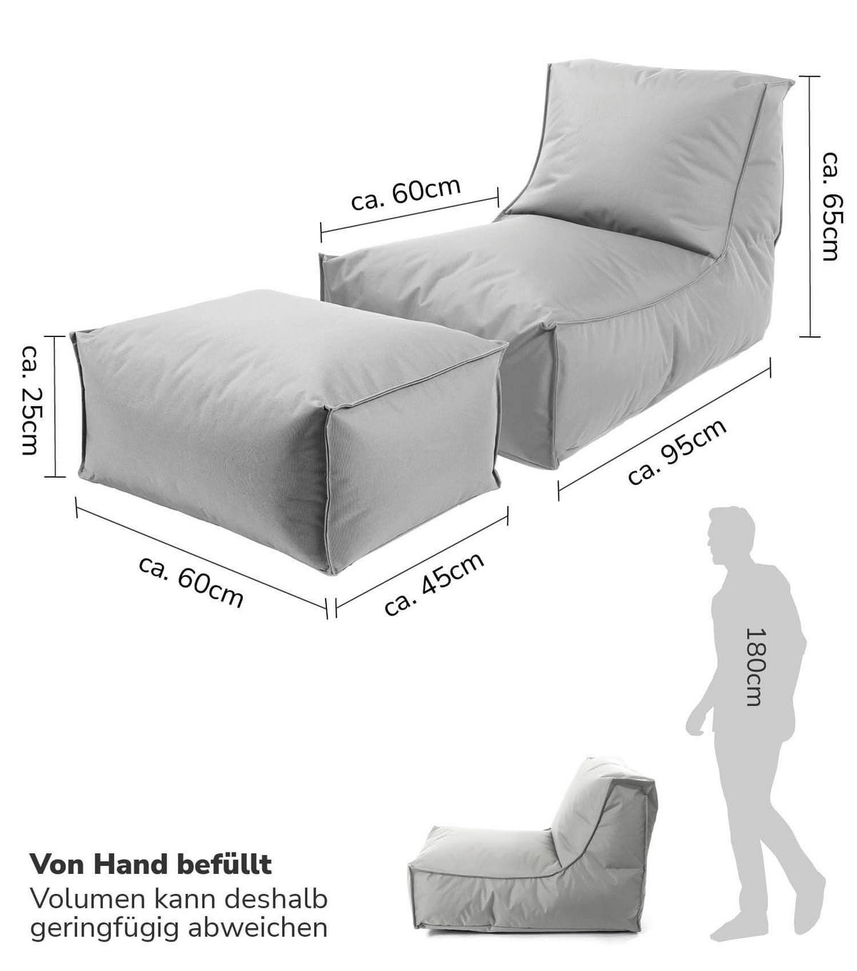 SITZSACK mit Hocker Der Sundowner - Grau, Textil (60/65/140cm) - Mokebo