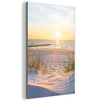 METALLBILD Strand - Sonne - Düne - Gras - Sand - Horizont 60x90 cm - Hellblau, Metall (60/90cm) - MuchoWow