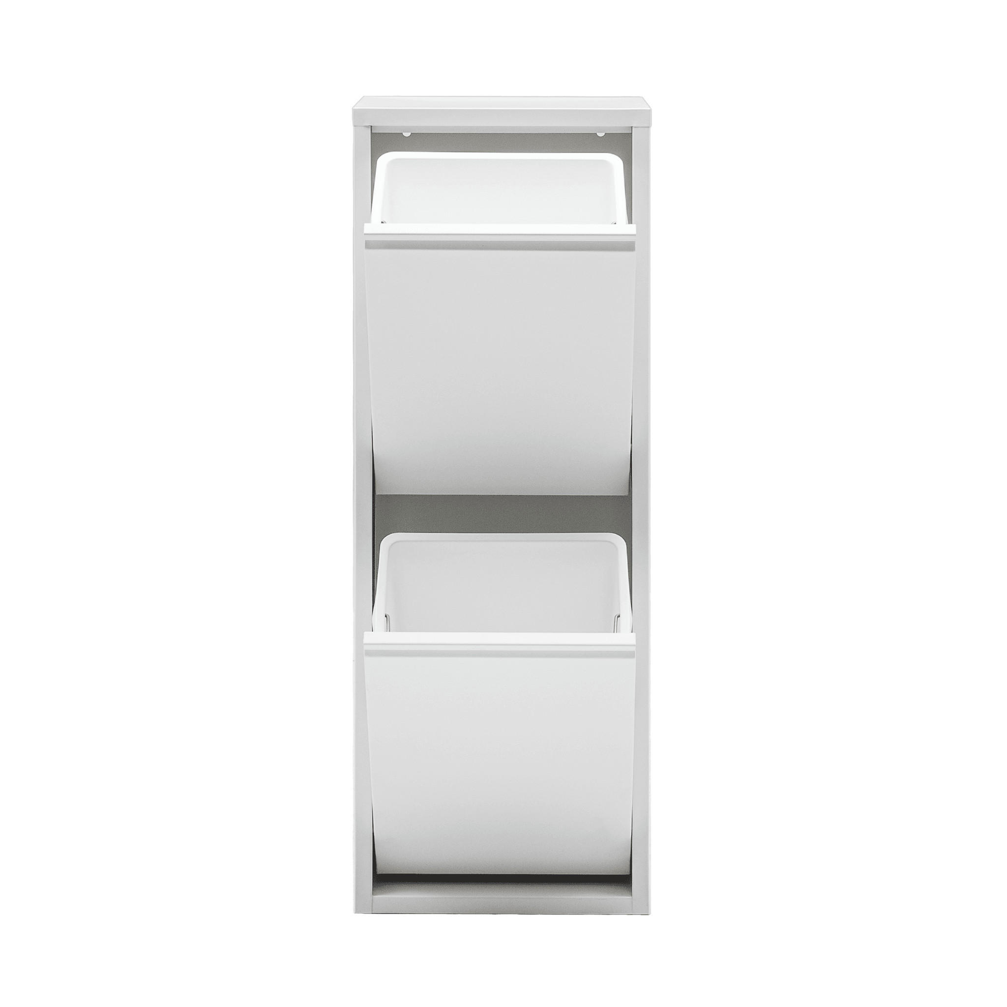 MÜLLEIMER 2 Fach Weiß Mülltrennsystem aus Metall - Weiß, Metall (33/92/25cm) - Gowoll