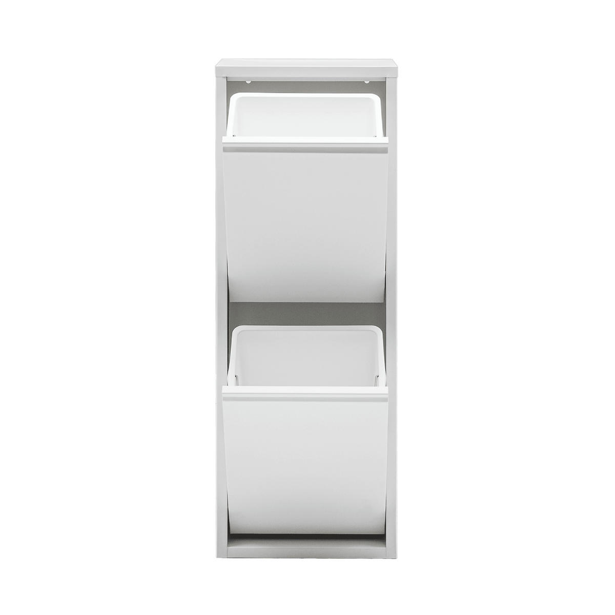 MÜLLEIMER 2 Fach Weiß Mülltrennsystem aus Metall - Weiß, Metall (33/92/25cm) - Gowoll