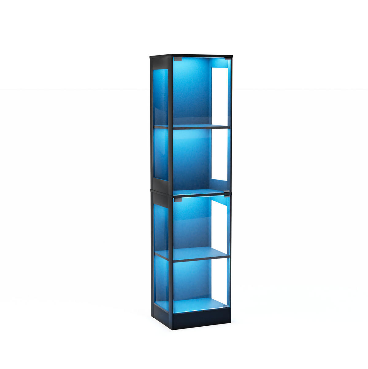 VITRINE 40/35/165 cm in Akaziefarben mit Glastüren und LED-Beleuchtung - Naturfarben, Kunststoff (40/165/35cm) - Flora Grace