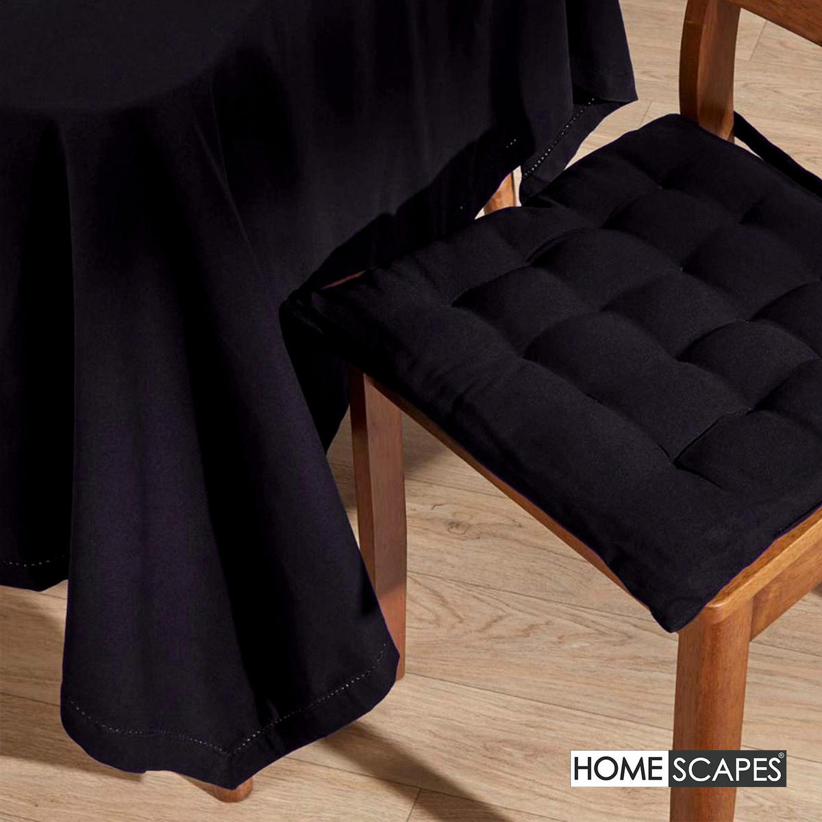 TISCHDECKE schwarz rund 178 cm, 100% Baumwolle - Schwarz, Textil (178/178cm) - Homescapes