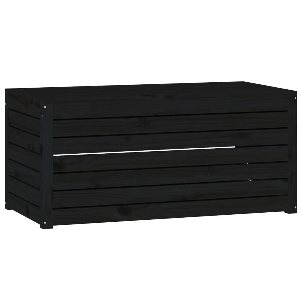 GARTENBOX Schwarz 101x50,5x46,5 cm Massivholz Kiefer - Schwarz, Holz (101/46.5/50.5cm) - furnicato
