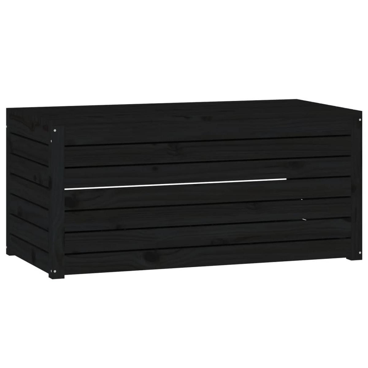 GARTENBOX Schwarz 101x50,5x46,5 cm Massivholz Kiefer - Schwarz, Holz (101/46.5/50.5cm) - furnicato