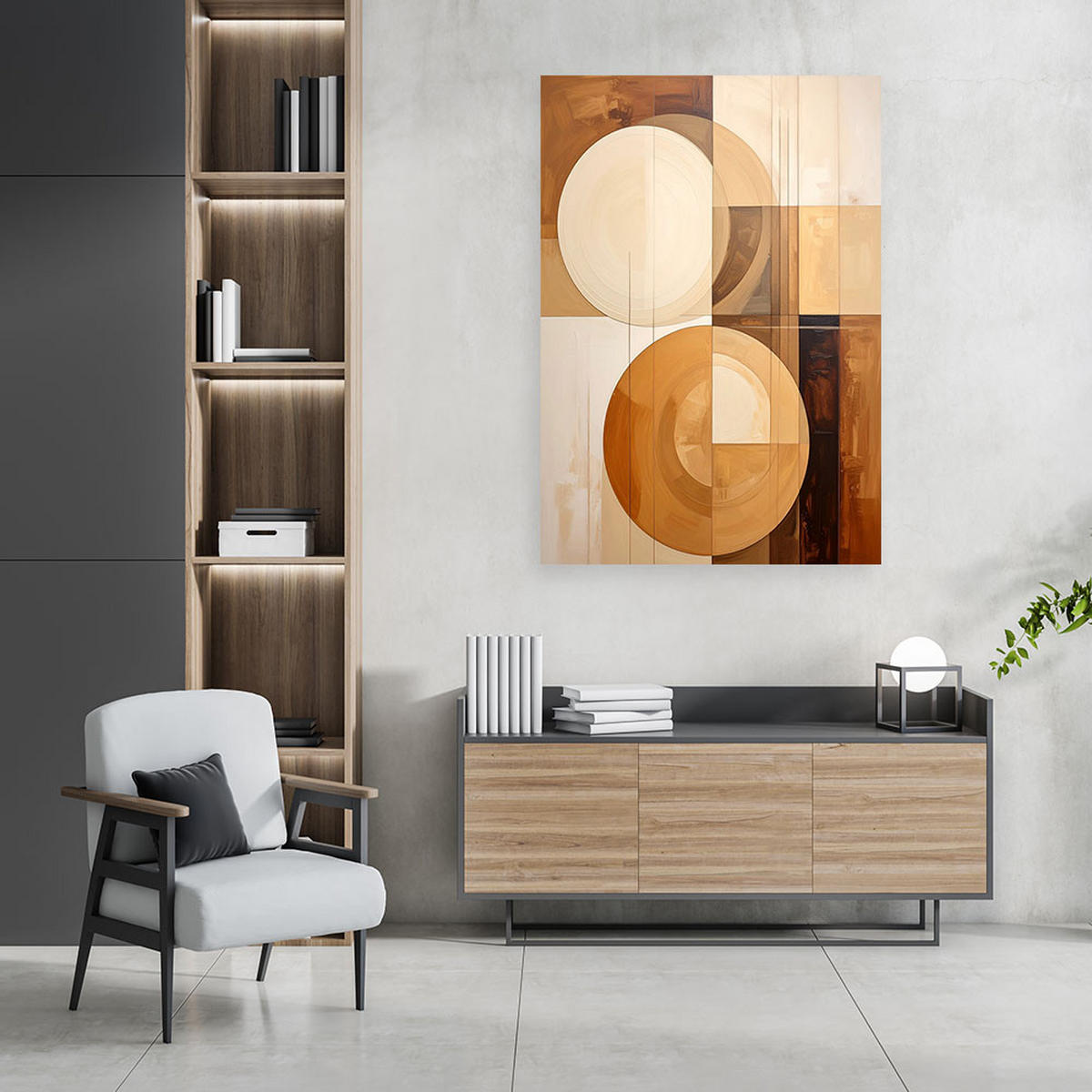 LEINWANDBILD 3D und geometrisch 60x90cm - Beige, Textil (60/90cm) - Feeby