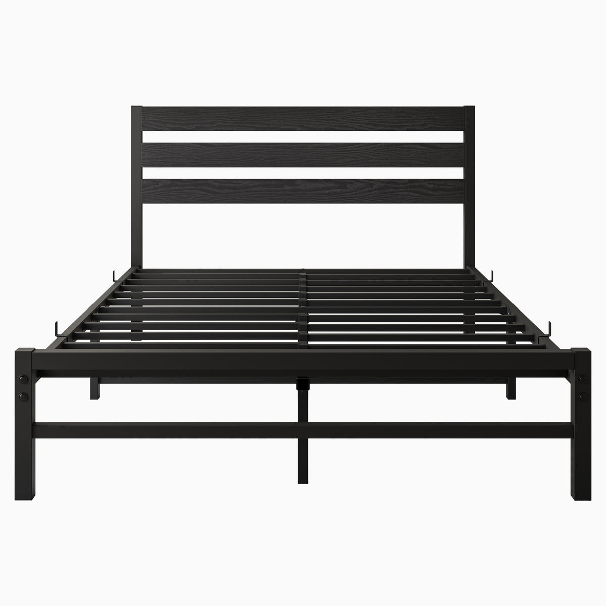 METALLBETT 140/200 mit Stauraum unter dem Bett, mit Lattenrost - Schwarz, Metall (140/200cm) - STILVORA