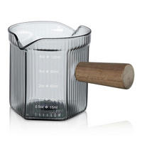 MESSBECHER 120 ml Rauchgrau mit Holzgriff - Anthrazit, Glas (0.12L)
