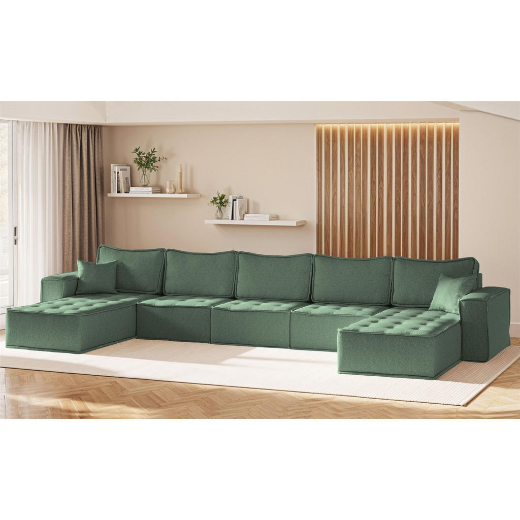 Thumbnail - Fun Möbel Wohnlandschaft, Grün, Textil, 452x85x192 cm, Wohnzimmer, Sofas & Couches, Wohnlandschaften, Wohnlandschaften i...