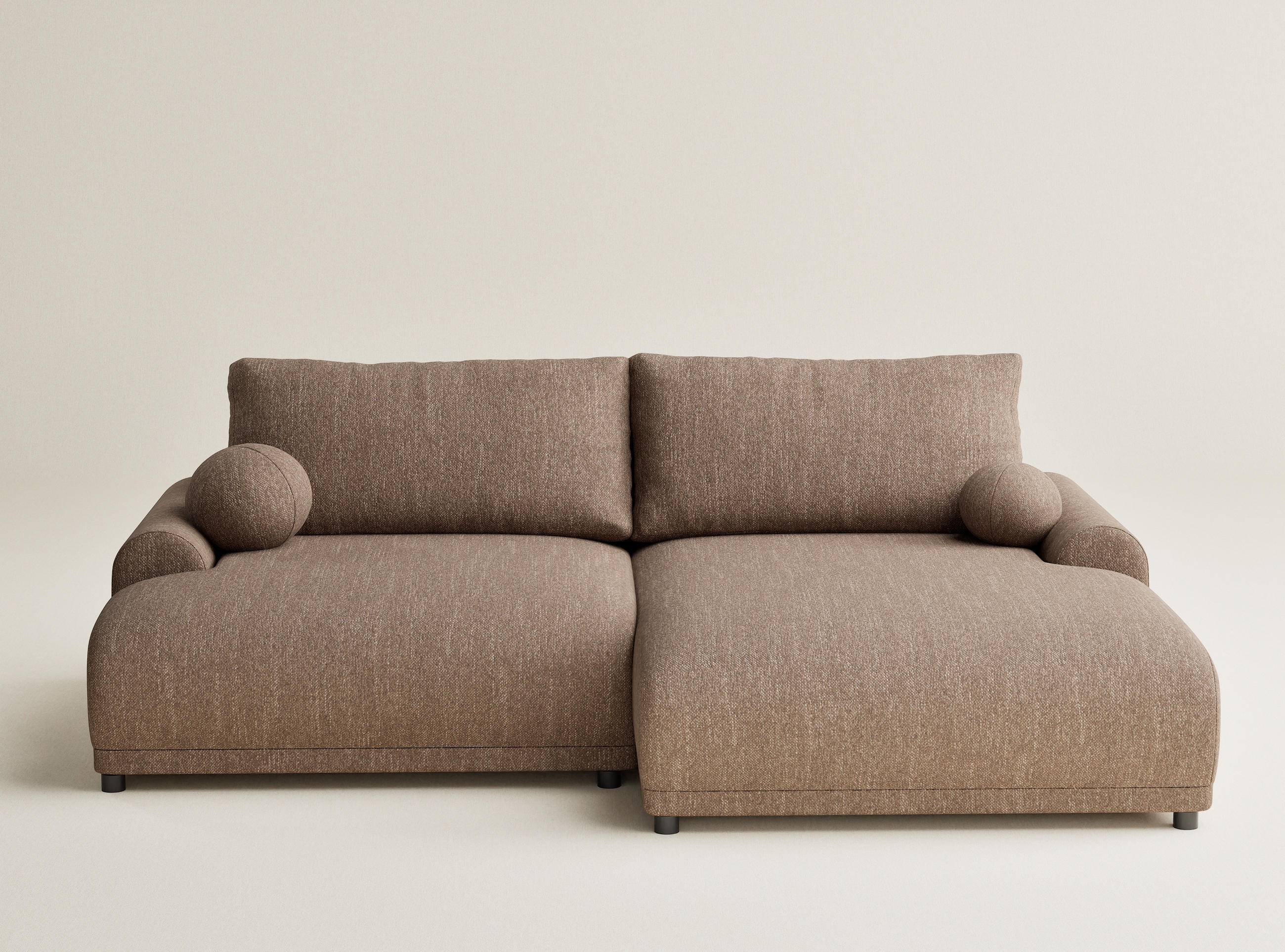 ECKSOFA MIT SCHLAFFUNKTION Tallin Braun Webstoff - Schwarz/Braun, Holz/Holzwerkstoff (240/145cm) - Maison de Reve