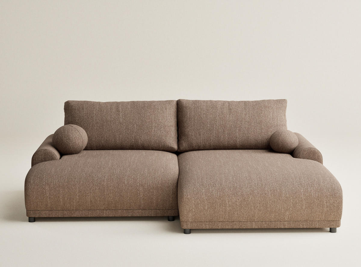 ECKSOFA MIT SCHLAFFUNKTION Tallin Braun Webstoff - Schwarz/Braun, Holz/Holzwerkstoff (240/145cm) - Maison de Reve