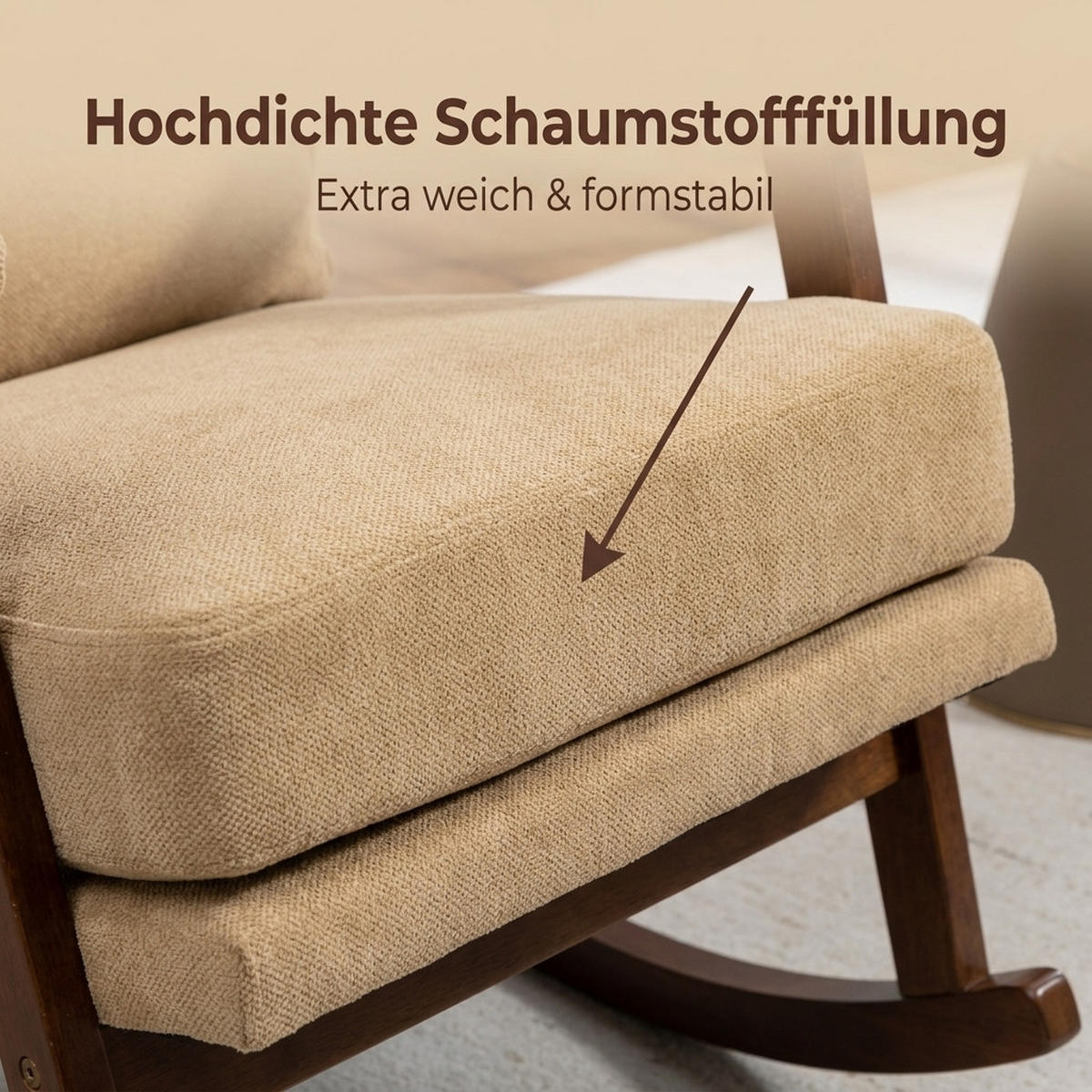 SCHAUKELSTUHL Hellbraun Samt - Hellbraun, Textil (73/80/83cm) - Oxeza