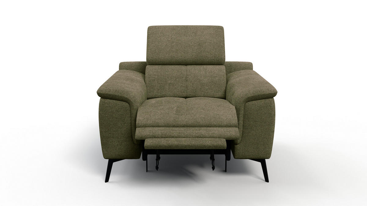 SESSEL FIERO mit Relaxfunktion, olivgrün - Schwarz/Olivgrün, Holzwerkstoff/Textil (114/82/103cm) - Courtois Laville