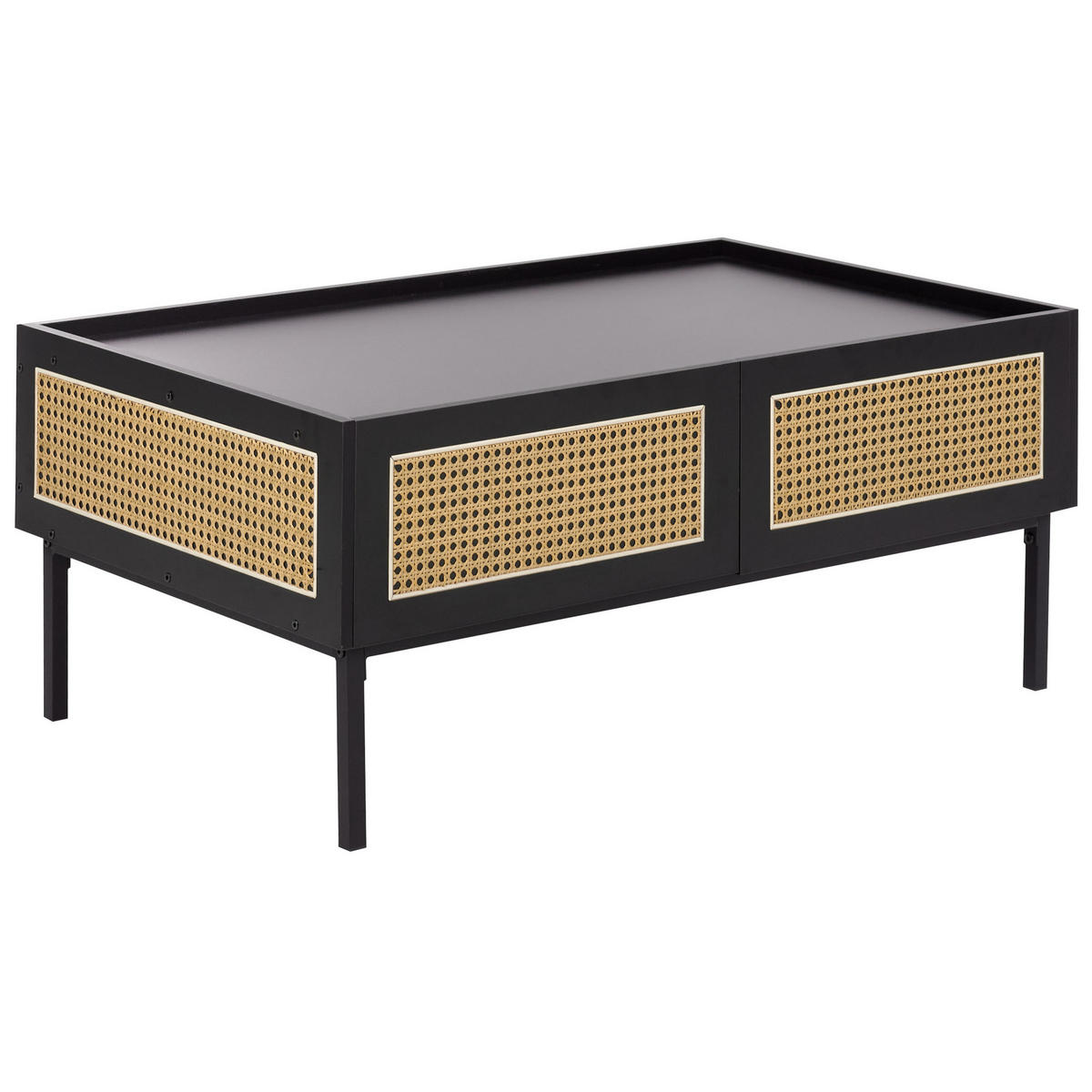 COUCHTISCH Schwarz/Heller Holzfarbton Cullen - Hellbraun/Schwarz, Holzwerkstoff (97/57/42cm) - Beliani