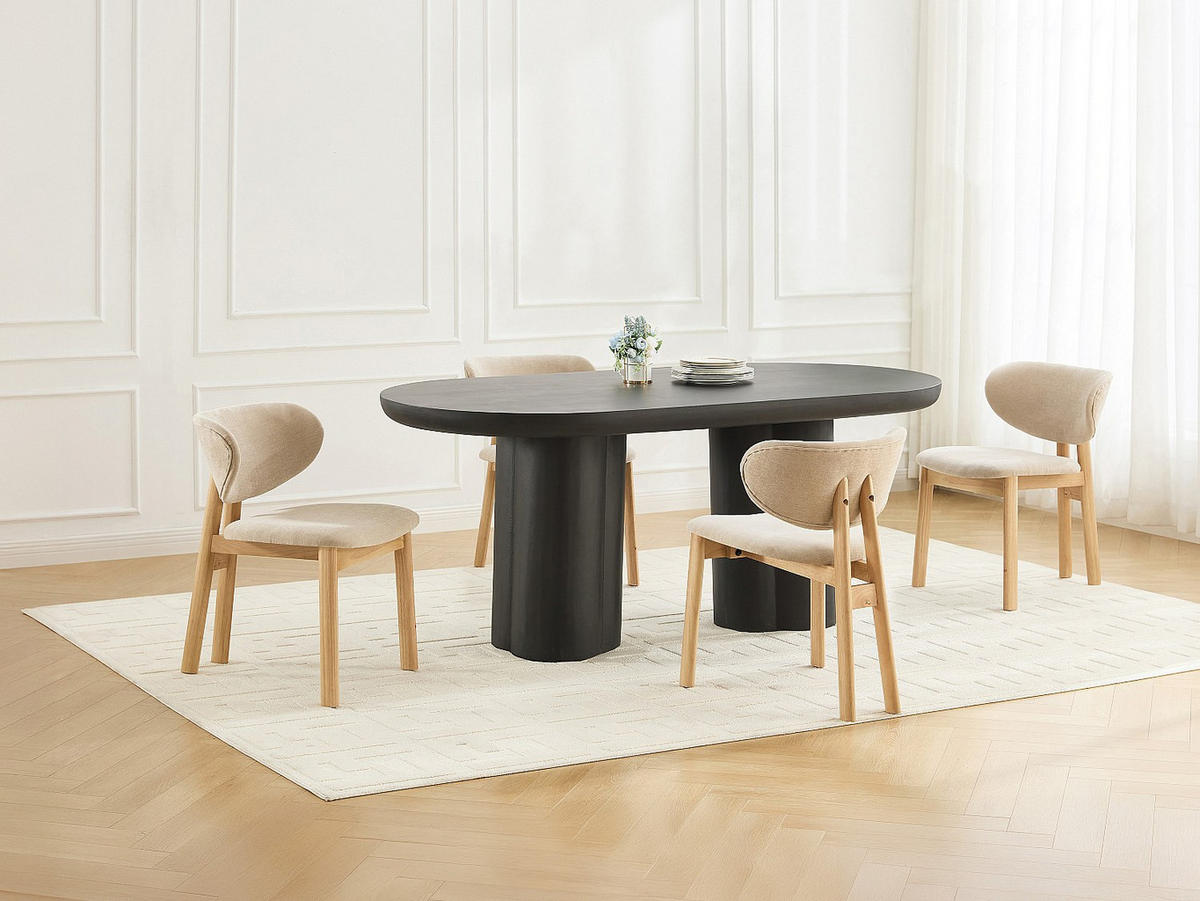 6ER-SET Stühle - Stoff & Kautschukholz - Beige - FALDRA - Beige, Textil (61.5/76/50cm) - Vente-Unique