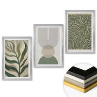 WANDBILDER 3er Set - 40x60 cm Silberner Rahmen - Geometrische Blattformen - Silberfarben, Kunststoff (40/60cm) - ArtPrintCave