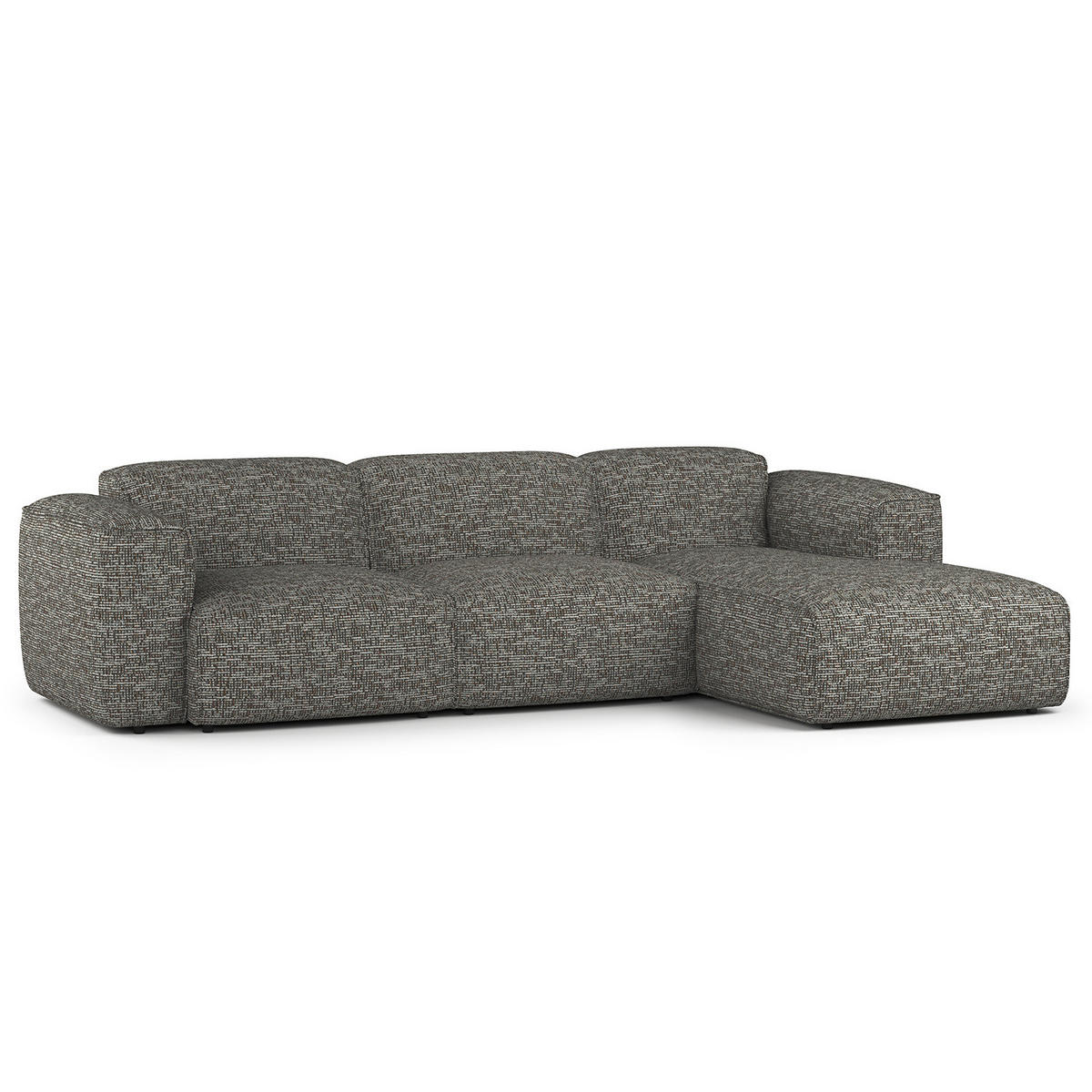 3-SITZER ECKSOFA mit Longchair - Schwarz/Grau, Kunststoff/Textil (284/173cm) - home24