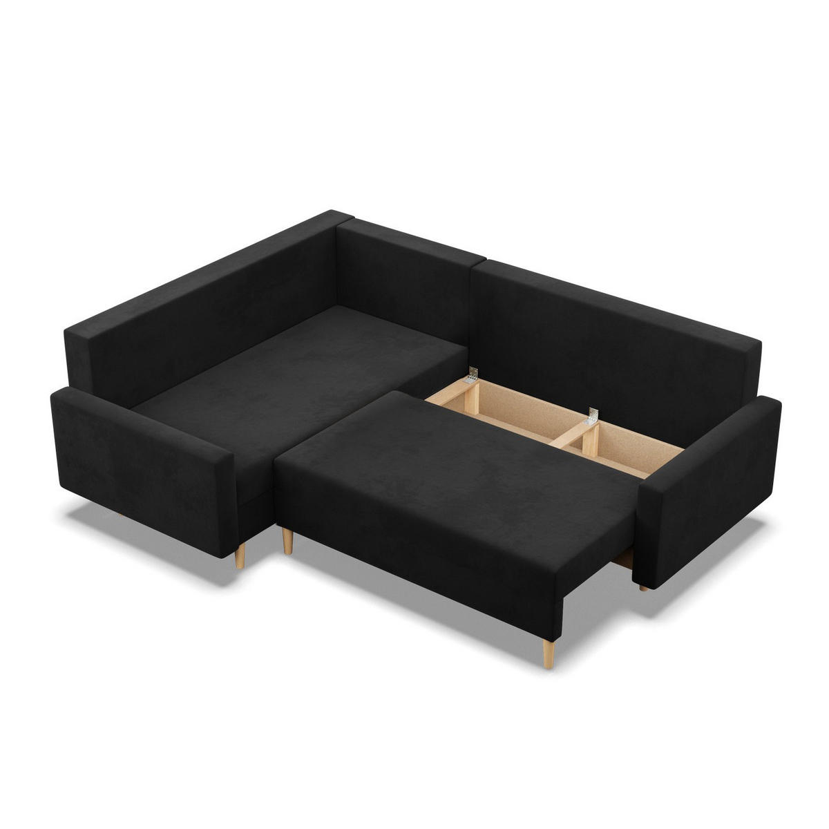 ECKSOFA MIT SCHLAFFUNKTION LINKS BLANK , Schwarz - Schwarz, Textil (223/175cm)