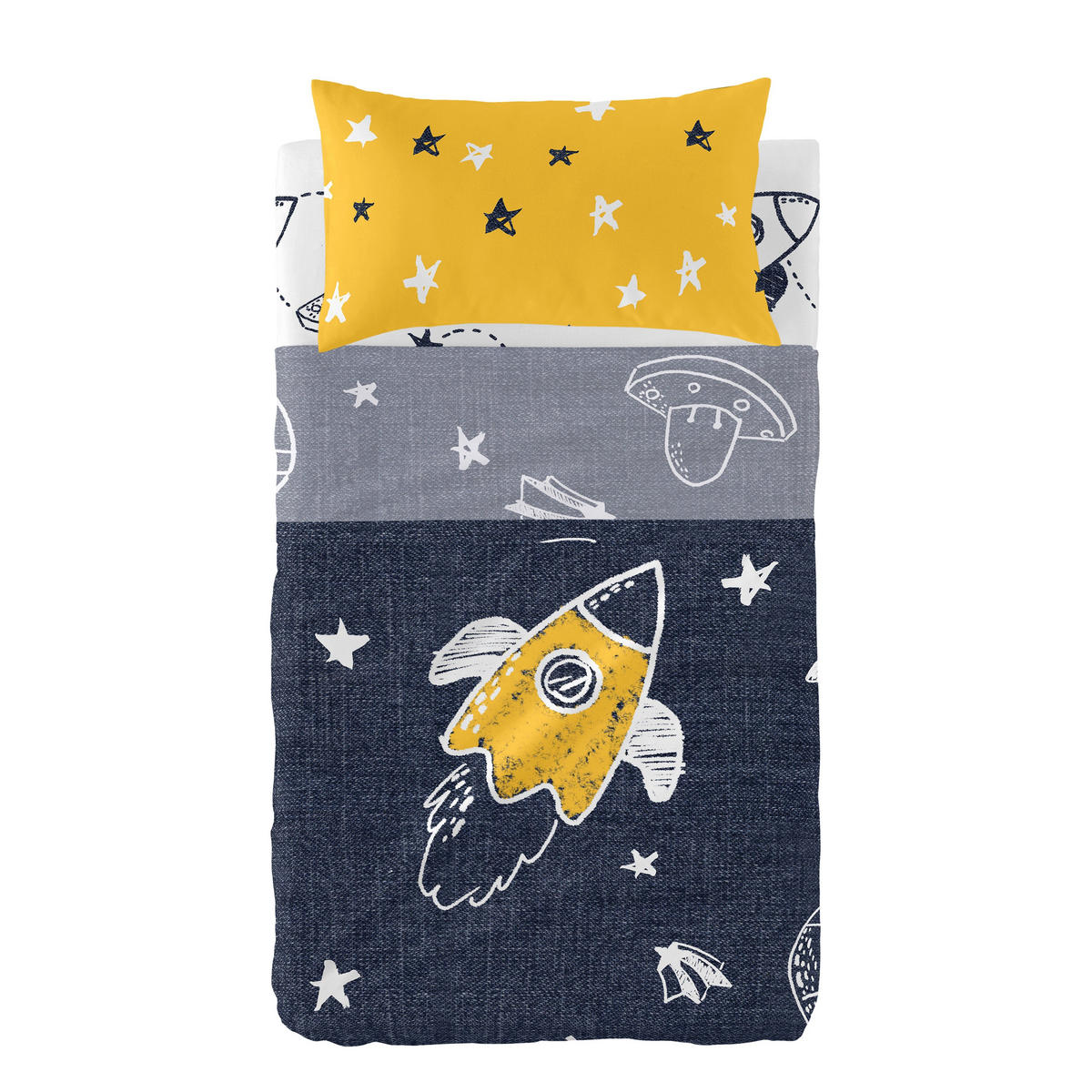 BETTWÄSCHE 2er-Set teiliges starspace 100x130 cm (kinderbett) mehrfarbig - Multicolor, Textil (100/130cm) - Happy Friday