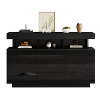 SIDEBOARD 140/35/80 cm schwarz aus Spanplatte mit LED-Beleuchtung - Schwarz, Holzwerkstoff (35/80/140cm) - OKWISH