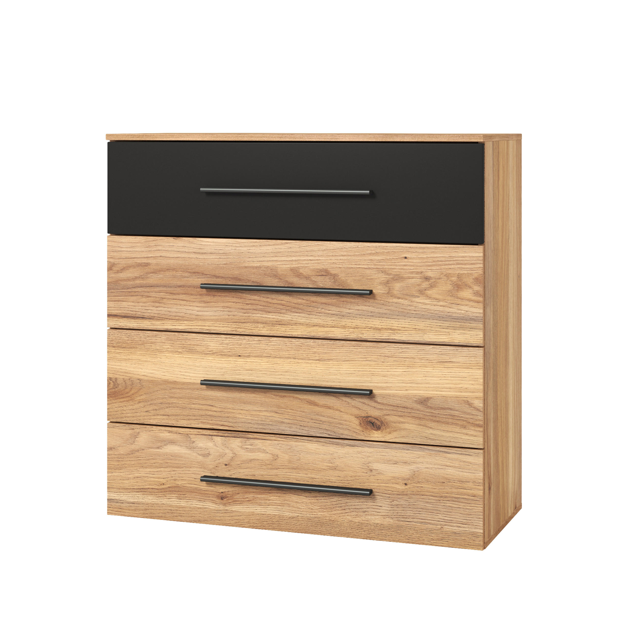 KOMMODE BETTINA 91/92/40 cm mit 4 Schubladen Eichefarben - Eichefarben, Holzwerkstoff (91/92/40cm) - MASSENO