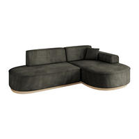 ECKSOFA Ottomane Rechts MARI-L1-v1 - 243x171x83 cm Schwarz Velours - Schwarz, Holzwerkstoff/Textil (171/243cm) - ALTDECOR
