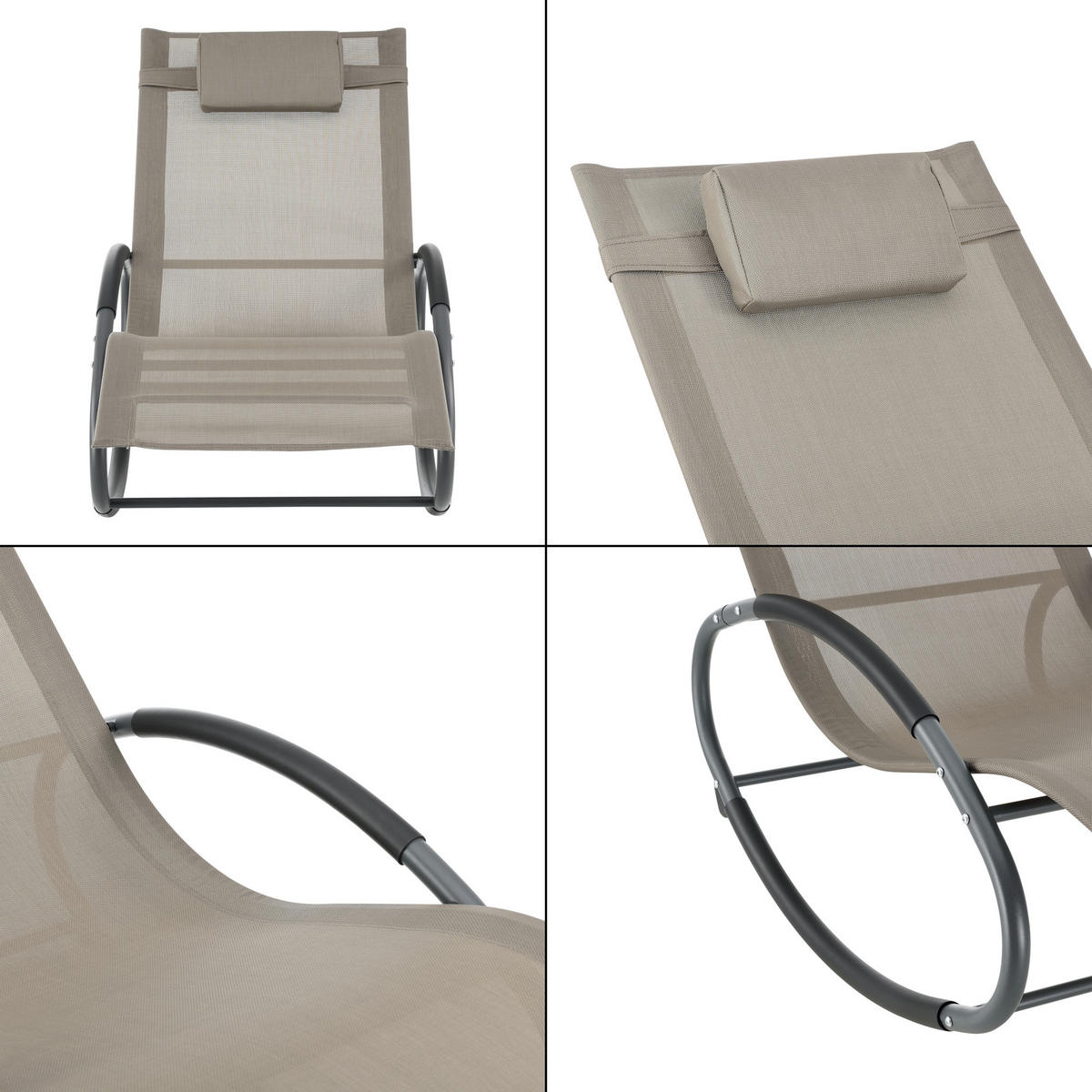 SCHAUKELLIEGE-SET 2 TLG. Almaluez - Beige, Metall (153/80.5/63cm) - [en.casa]