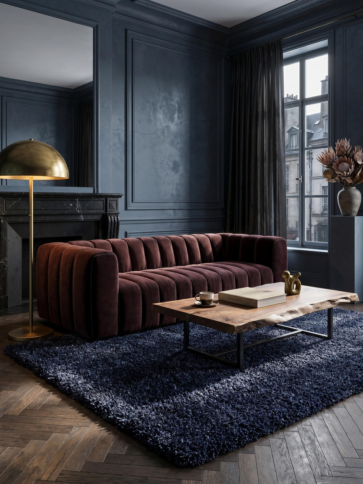 TEPPICH Hochflor Unifarben Polypropylen Wohnzimmer Shaggy Marineblau Rechteckig 240x340 - Blau, Textil (340/240cm) - KADIMA DESIGN