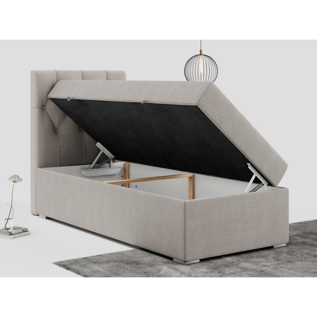 Thumbnail - MKS Boxbett, Beige, Textil, 1-Sitzer, H4, Rechteckig, 90x200 cm, Schlafzimmer, Betten, Boxspringbetten