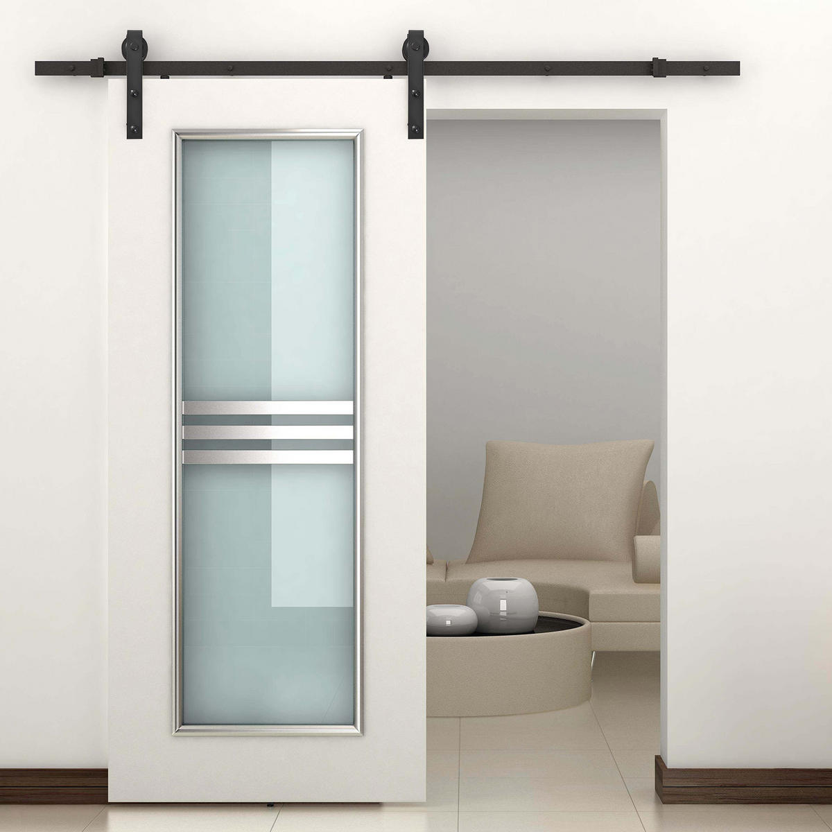 SCHIEBETÜRSYSTEM - Schwarz, Metall (4/0.6/200cm) - HOMCOM