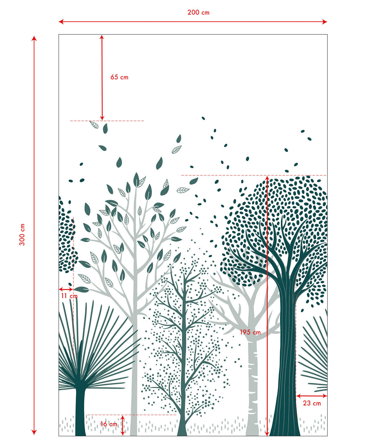 VLIESTAPETE M. Fox, Bäume 2 x 3 ,Blaue - Blau, Papier (300/200cm)