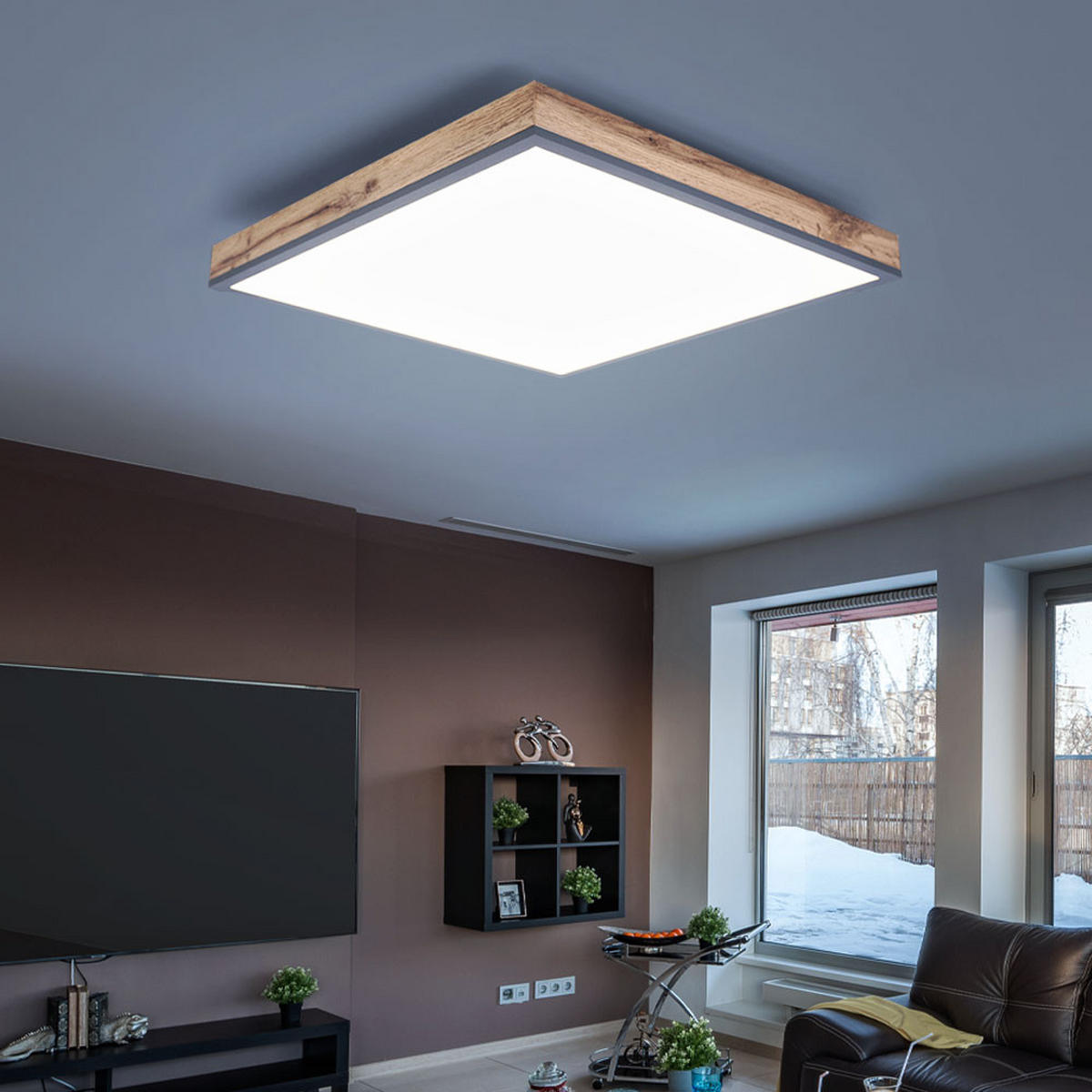 LED PANEL Aufbau Opal Weiß 30 cm - Braun, Metall (30/30/6cm)