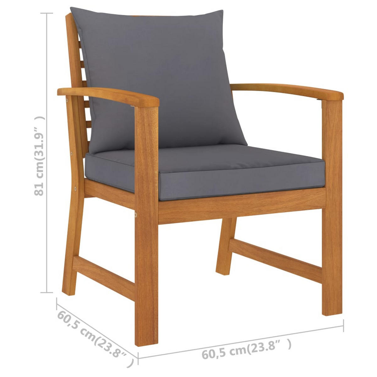 GARTEN-LOUNGE-SET 5Er Set Mit Auflagen Massivholz Akazie - Grau, Holz - vidaXL