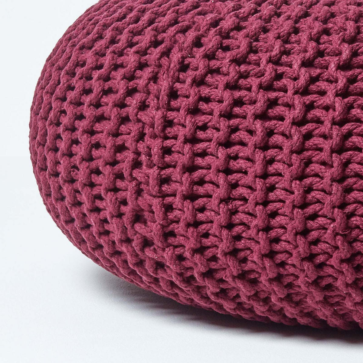 STRICK-POUF weinrot, Bodenkissen rund 70/70/23 cm - Weinrot, Textil (70/23/70cm) - Homescapes
