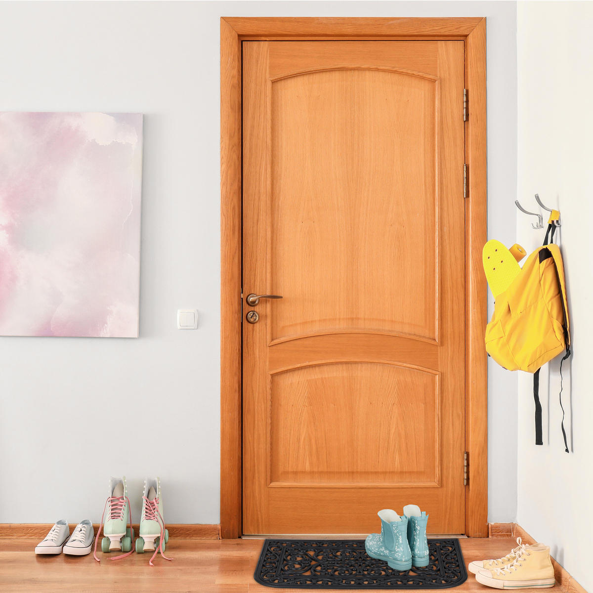 FUSSMATTE - Schwarz, Kunststoff (75/45cm) - Relaxdays