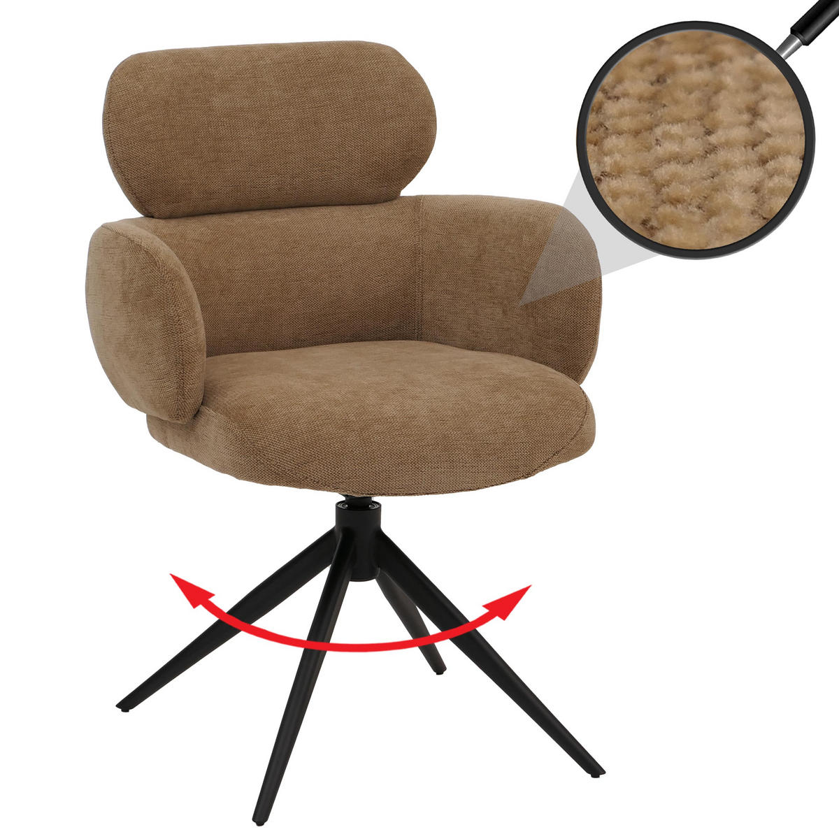 JEDILNIŠKA STOL Brown - svetlo rjava/rjava, tekstil (61/86/69cm) - MCW