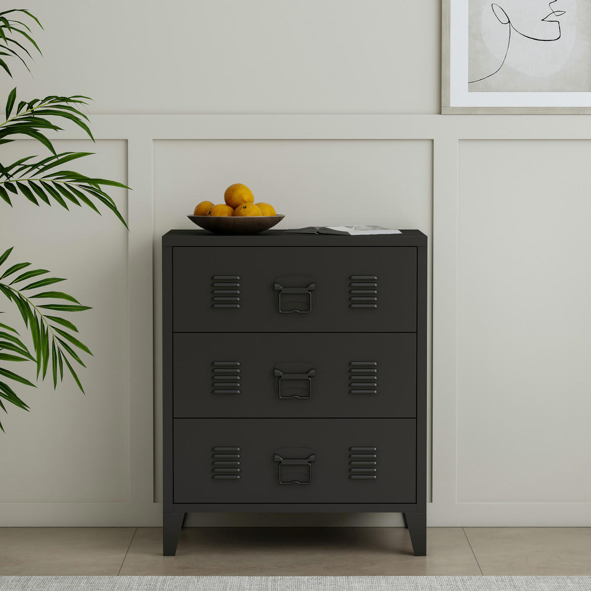 METALLSCHRANK Hämeenlinna - Schwarz, Metall (60/72/40cm) - [en.casa]