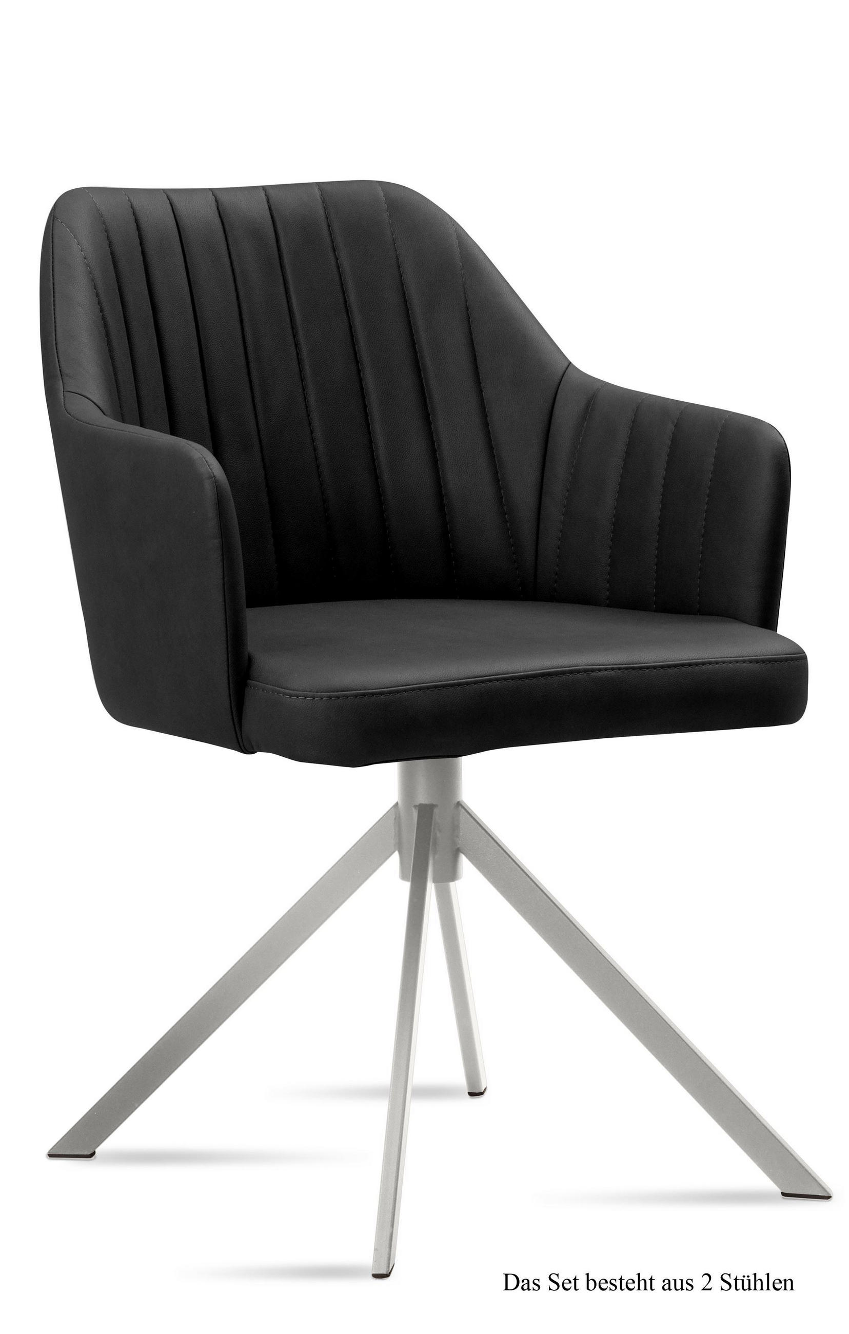 ARMLEHNSTUHL (2er-Set) Dorthe 58x81x60 Edelstahl/Anthrazit - Edelstahlfarben/Anthrazit, Kunststoff (60/81/58cm) - 58aufmkessel