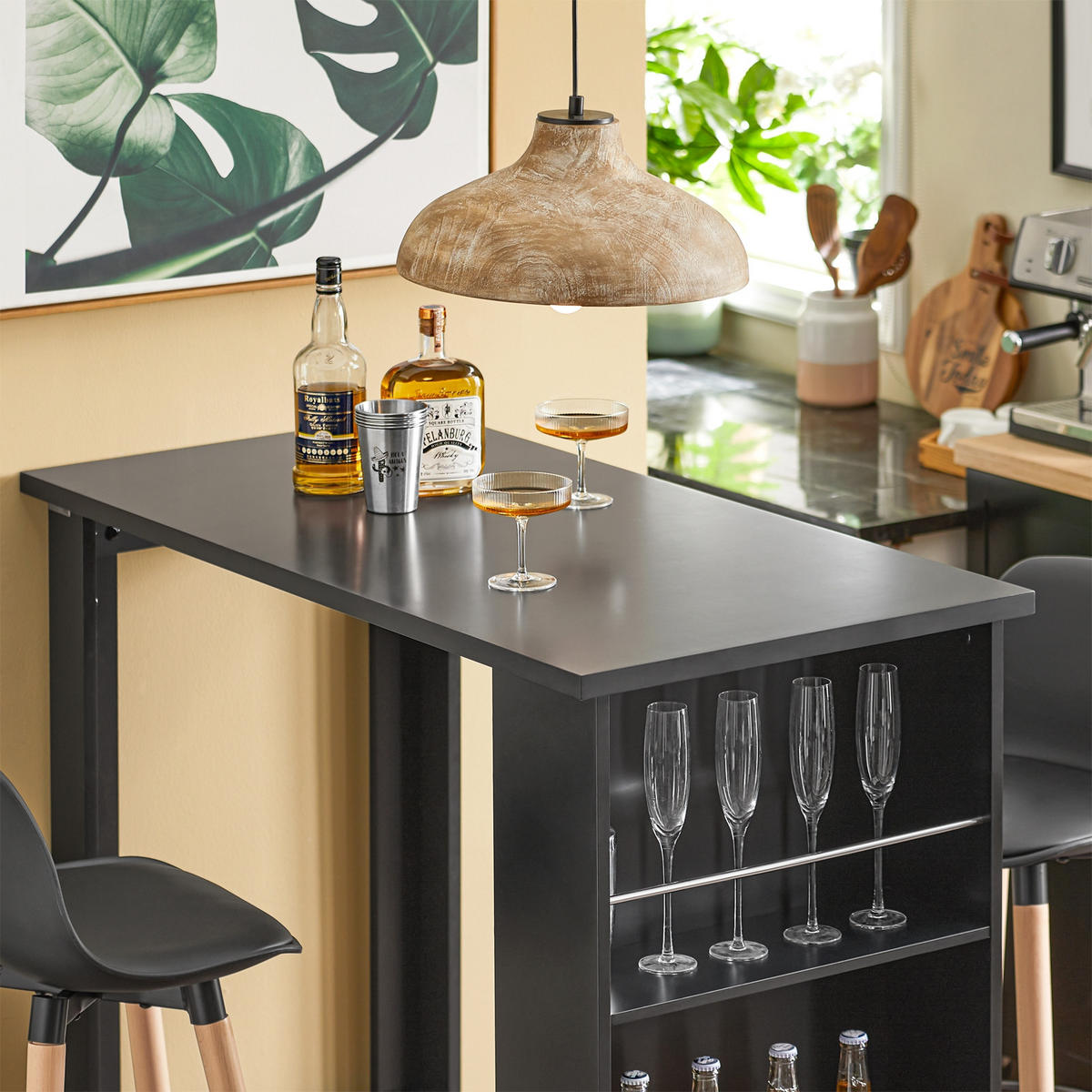 BARTISCH Schwarz - Schwarz, Holzwerkstoff (112/106/57cm) - SoBuy