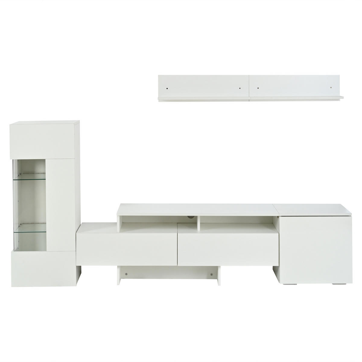WOHNWAND DE-40404 3-teilig mit LED und Hochglanz Weiß - Weiß, Holzwerkstoff (170/45/35cm) - ComfortXL