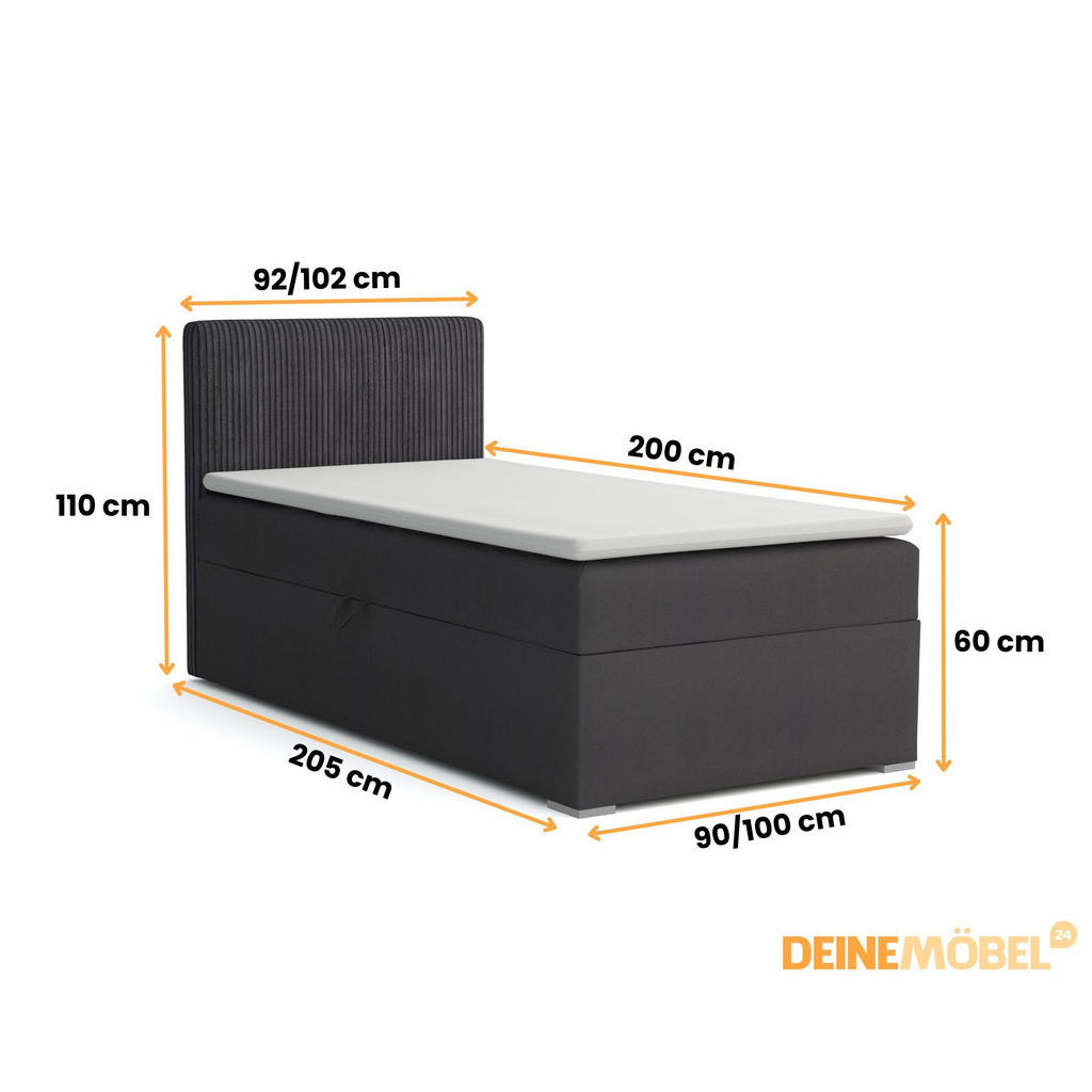 Thumbnail - Deine Möbel 24 Boxbett, Beige, Holz, Holzwerkstoff, Textil, H3, 90x200 cm, Schlafzimmer, Betten, Boxspringbetten