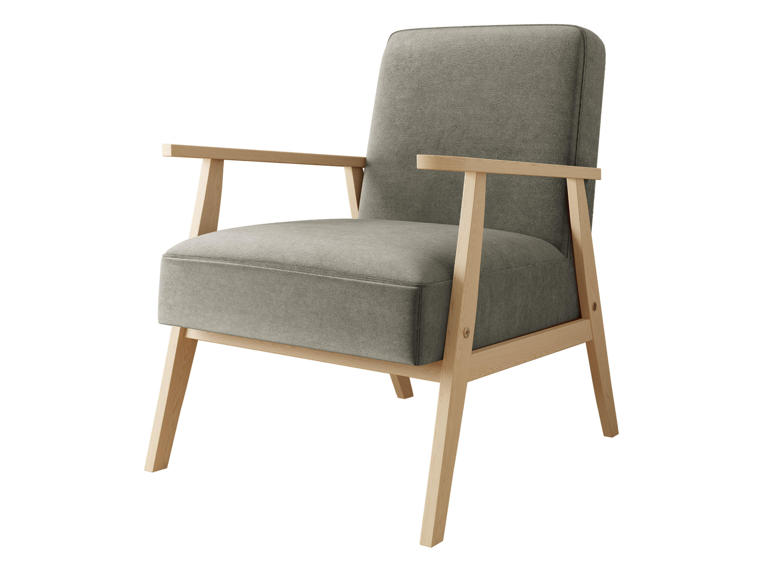SESSEL Retro - Naturfarben/Grau, Holz/Textil (59/76/67cm) - MIRJAN24